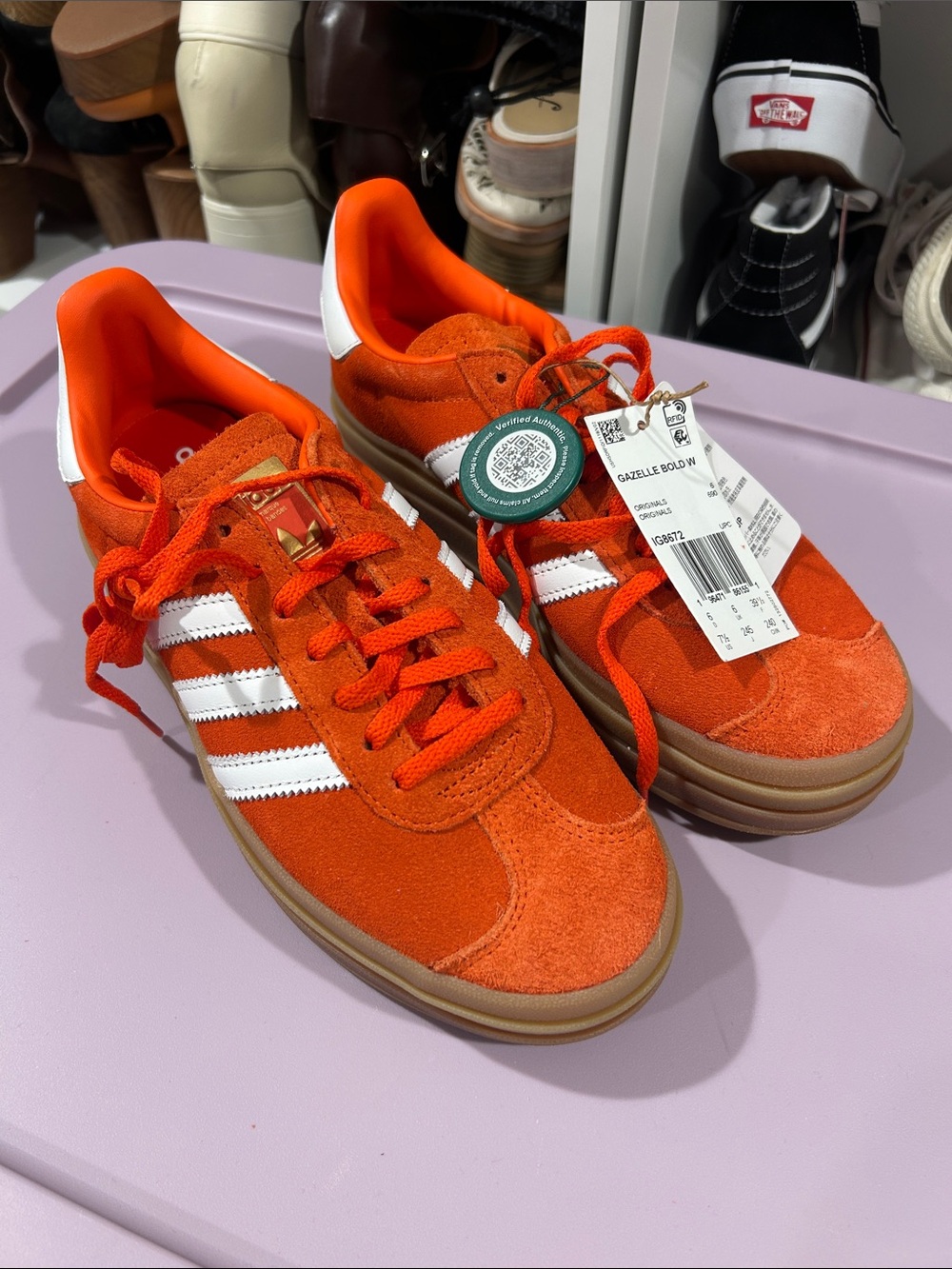 Adidas Gazelle Bold Orange Suede Sneakers Platform